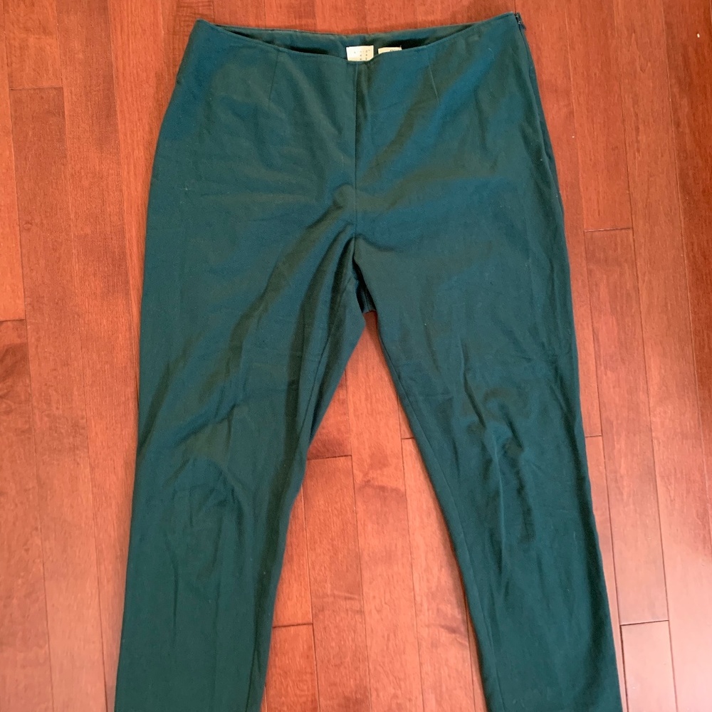 High Waisted Green Skinny Trousers